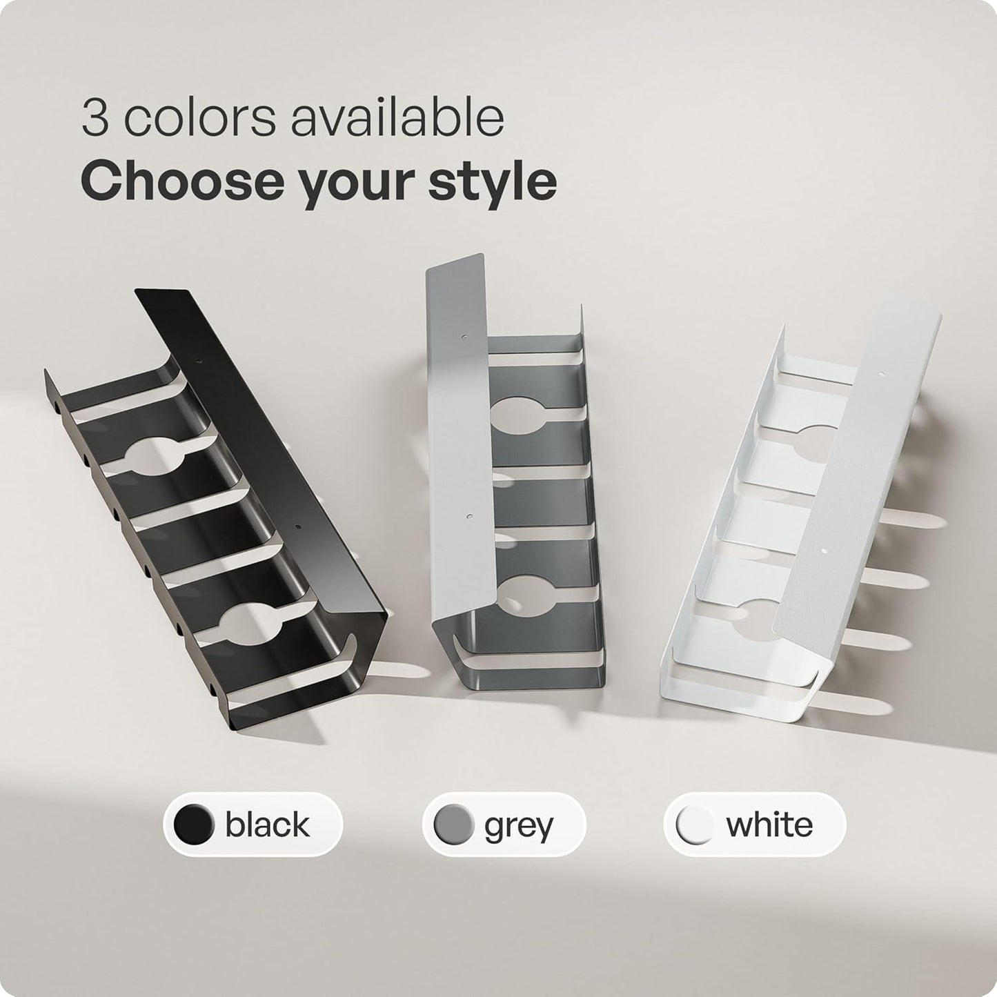 Cable Management under Desk for Easy Mounting Under-Table I Set of 3 - with 10X Cable Ties I Desk Organizer for Office/Home Office Table Thoughtful Cable Tray Holder, Black